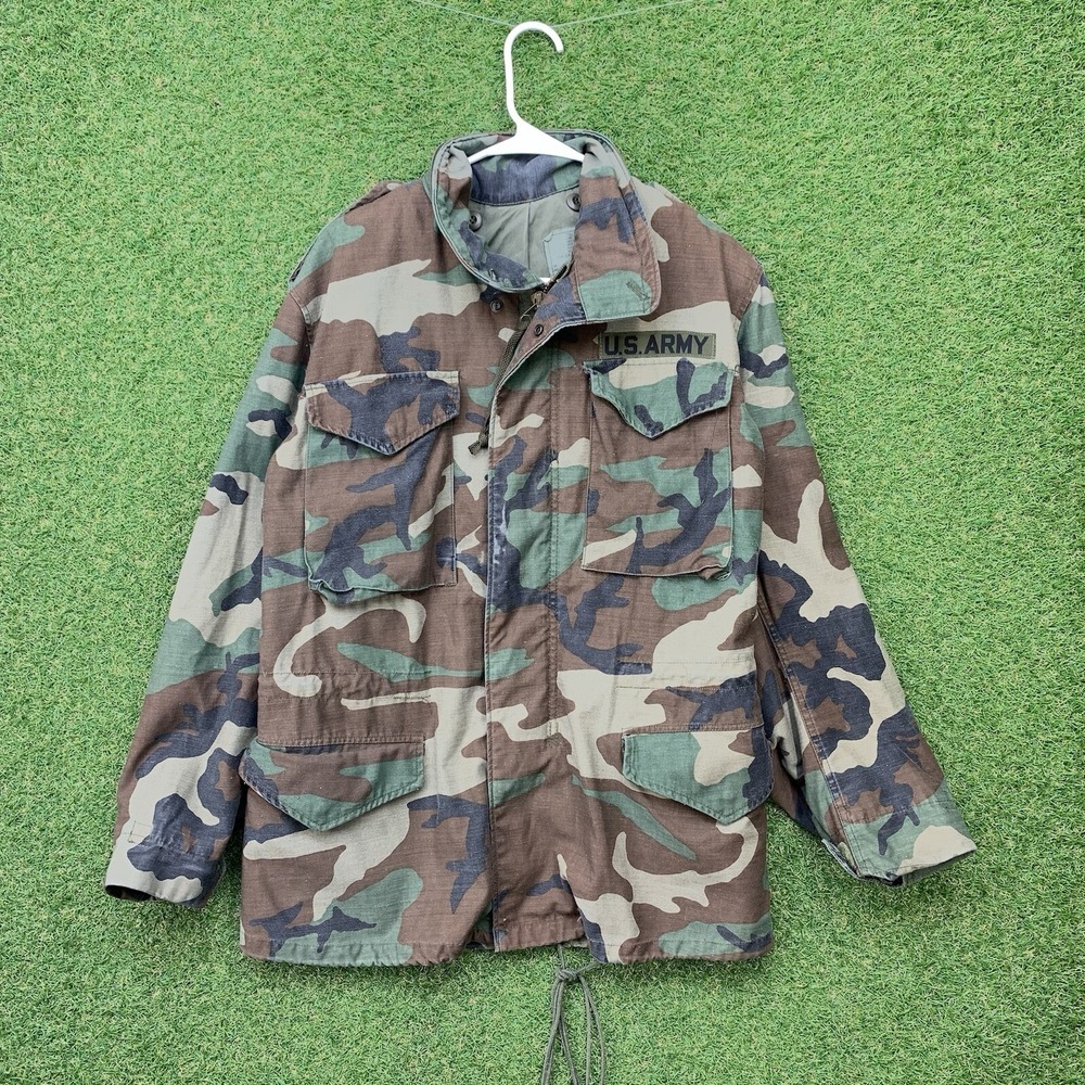 Vintage M65 Field Jacket Mens Small Regular Cold Weather Woodland Camo Military